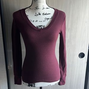 Long sleeve long John shirt eggplant purple